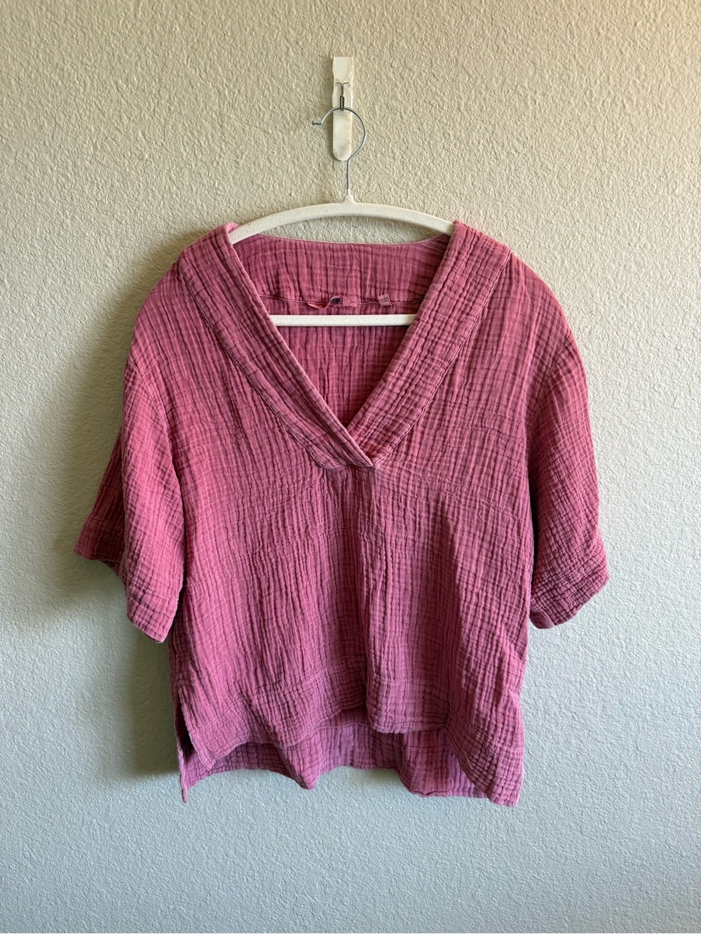 Faherty Dune Organic Cotton Gauze Popover Top Flowy Pink Coastal Summer Small - Picture 3 of 9